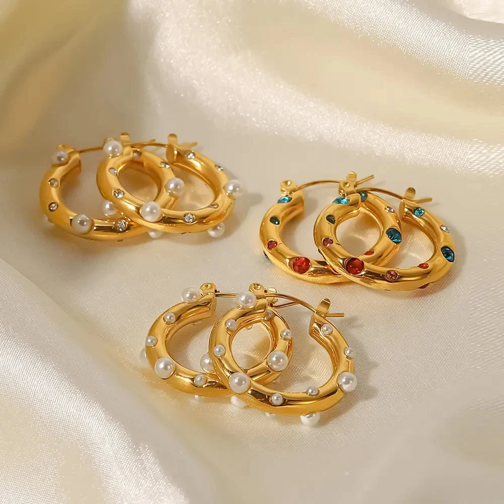 High quality rhinestone earrings, vintage pearls