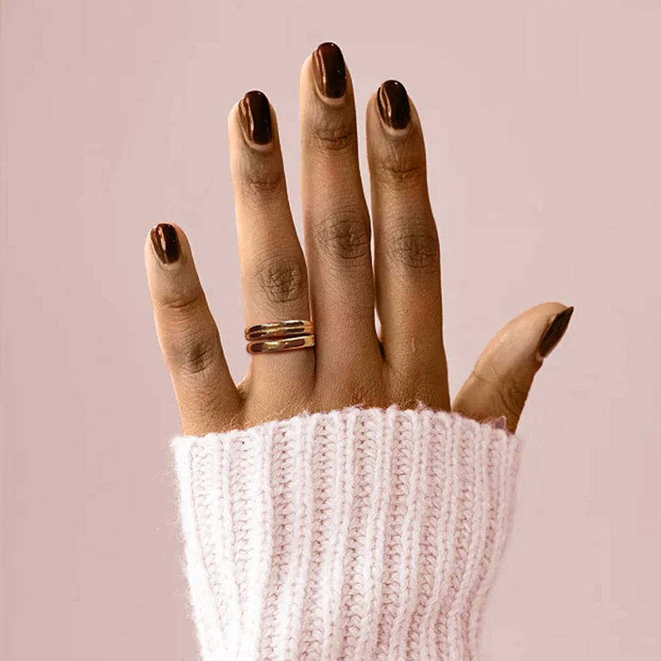 Elegant gold and silver color multilayer line ring