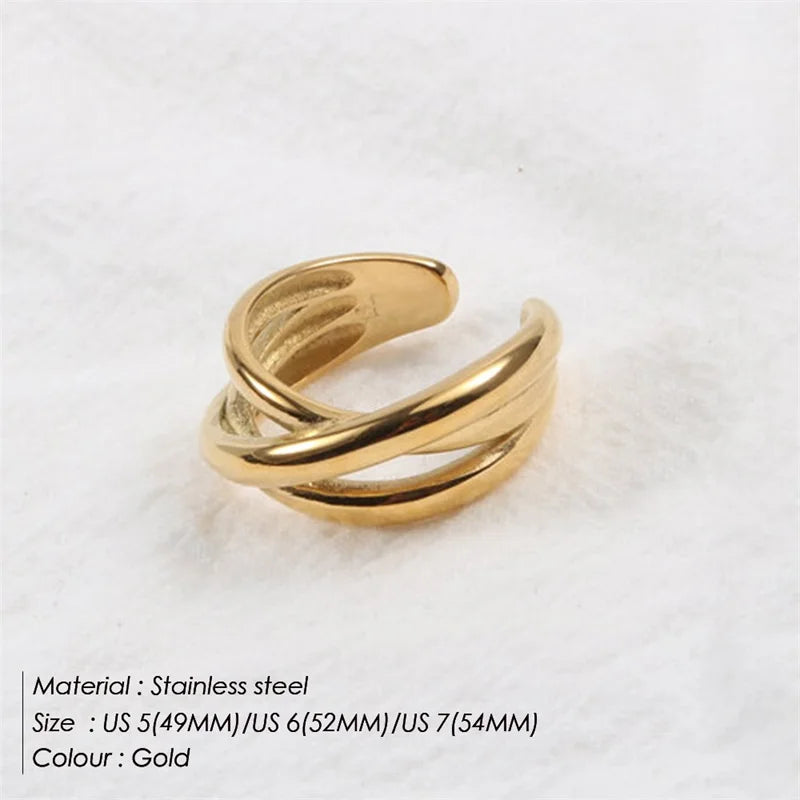 Classic Wide Multilayer Cross Ring