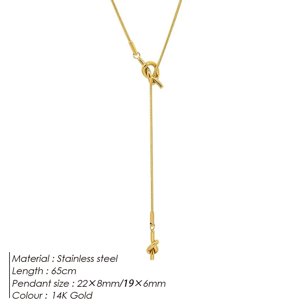 Long Y-shaped necklace with cross knot