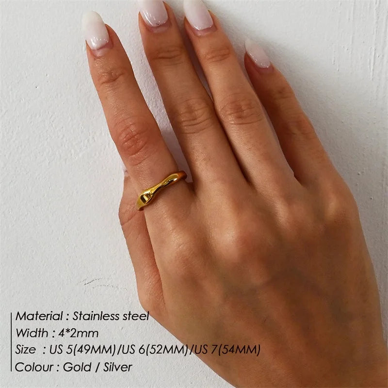 Simple Handmade Gold/Silver Color Wave Rings