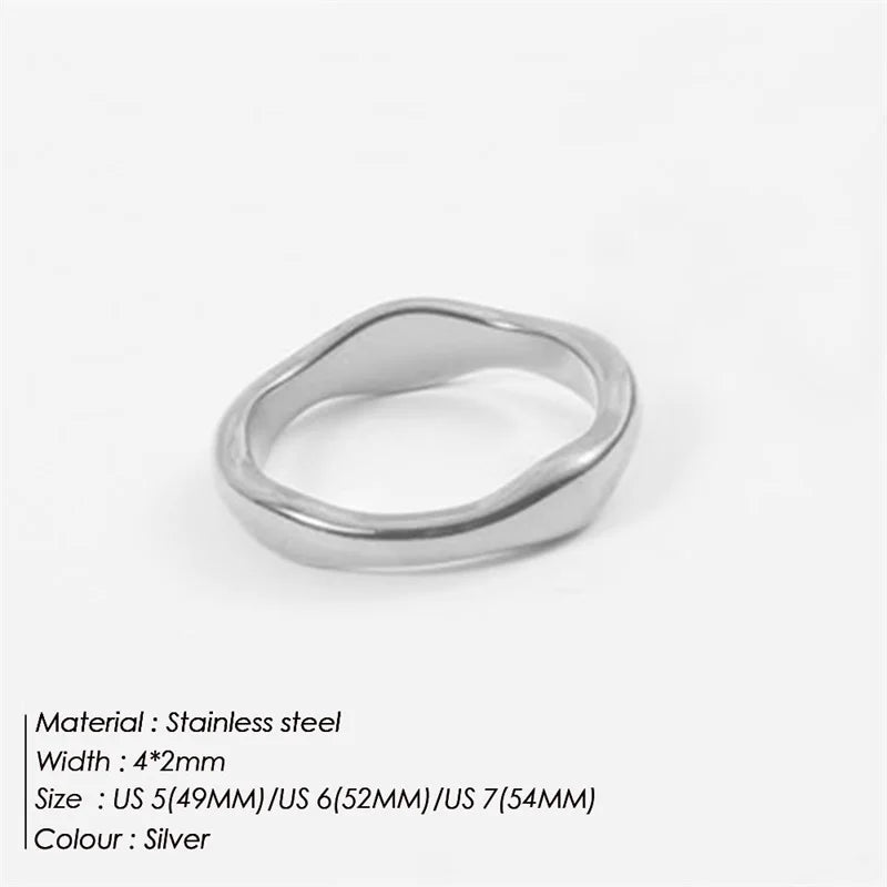 Simple Handmade Gold/Silver Color Wave Rings