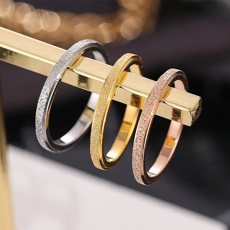 High quality simple scrub rings gold color