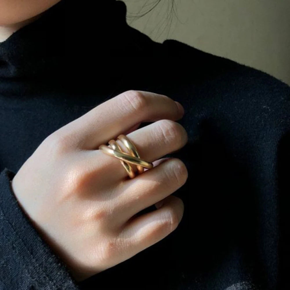 Classic Wide Multilayer Cross Ring