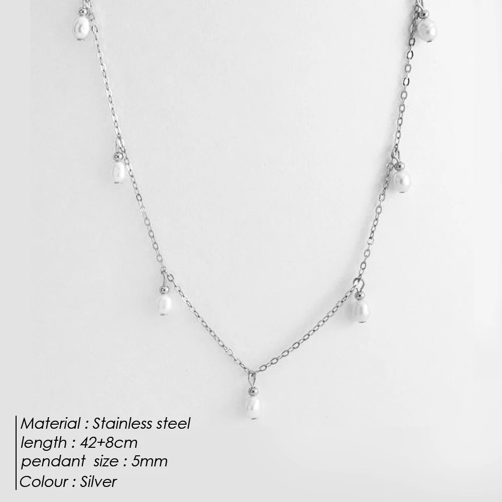 Thin Clavicle Chain with Pearl Pendant