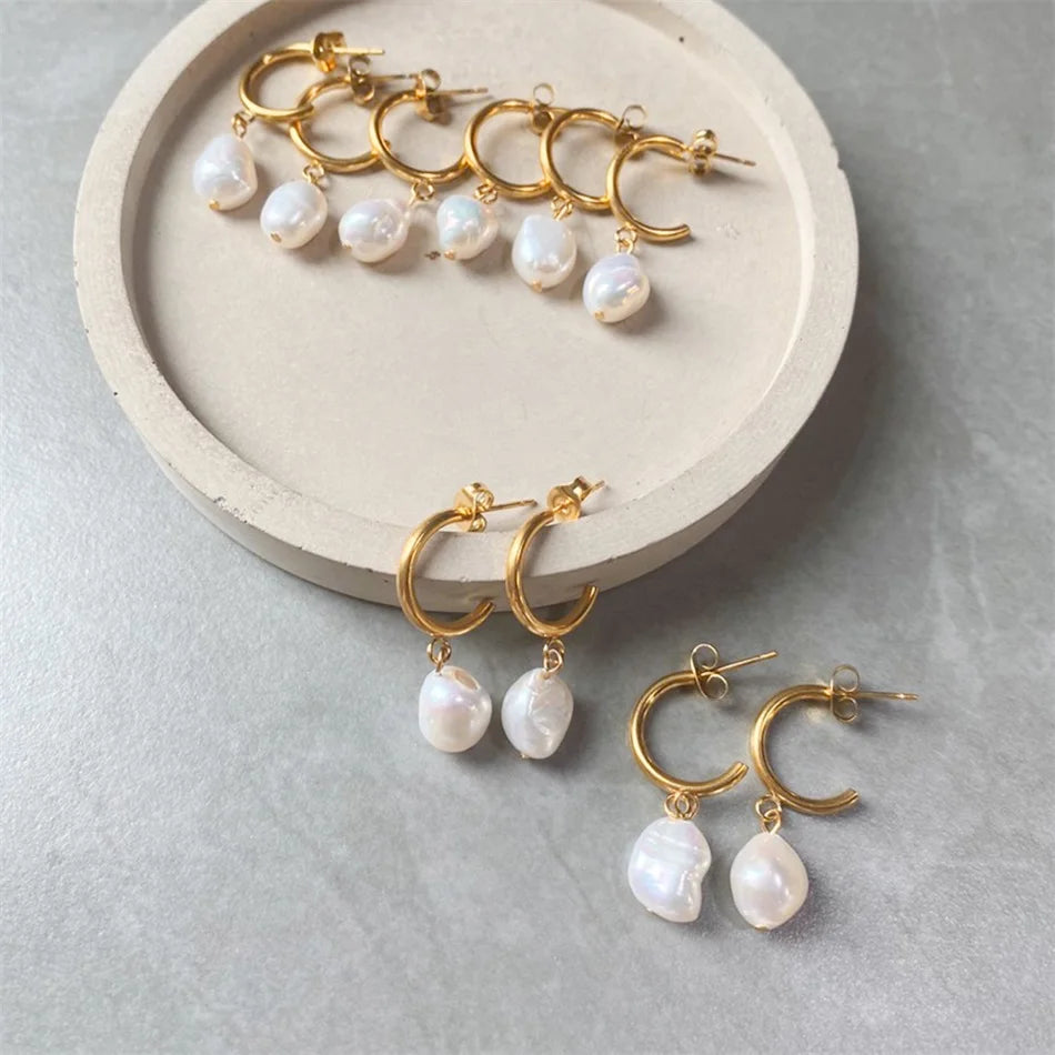 Natural Freshwater Pearl Dangle Earrings