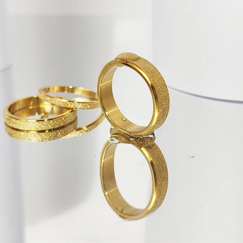 High quality simple scrub rings gold color