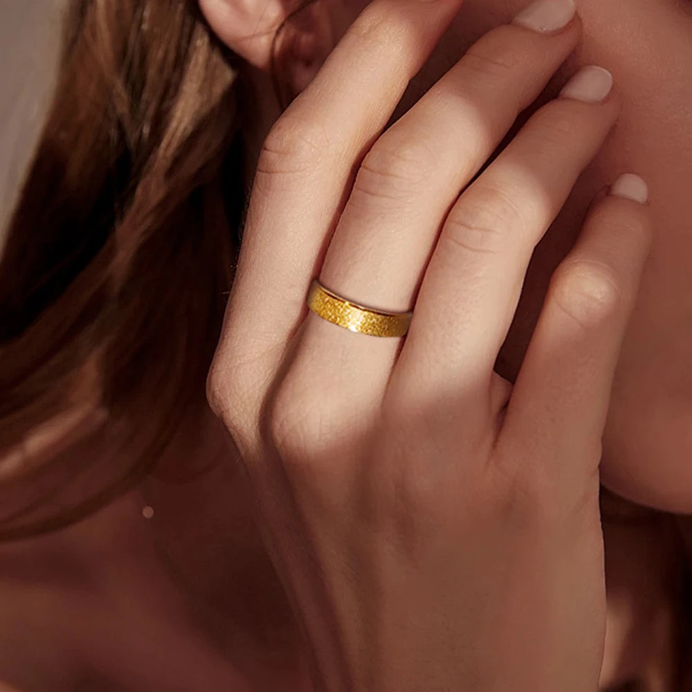 High quality simple scrub rings gold color