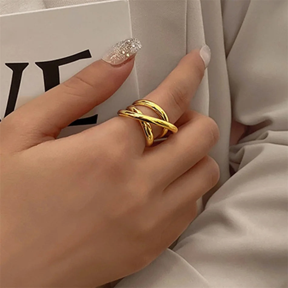 Classic Wide Multilayer Cross Ring