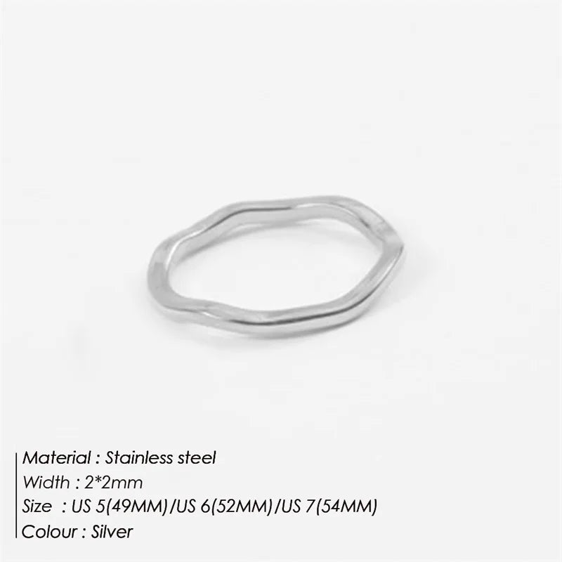 Simple Handmade Gold/Silver Color Wave Rings