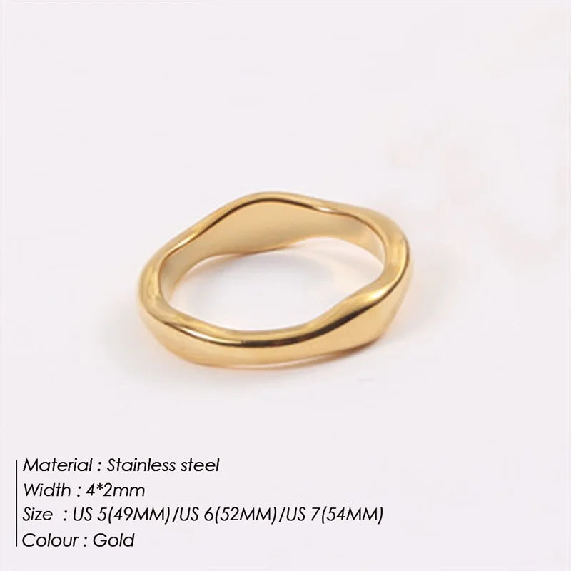 Simple Handmade Gold/Silver Color Wave Rings