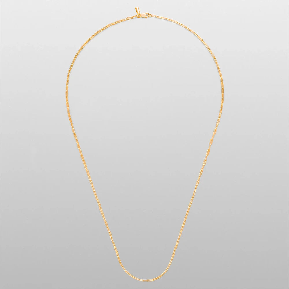 Men's Paper Clip Necklace Gold Plated