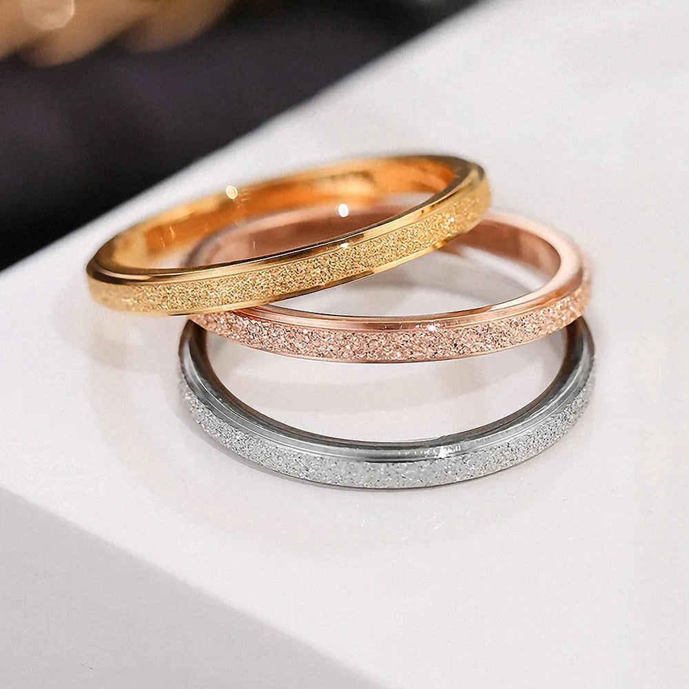 High quality simple scrub rings gold color