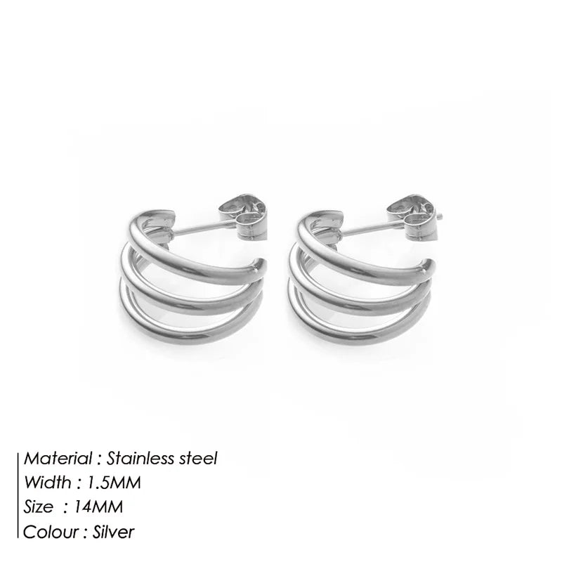 Three row hoop earrings, simple and classic design