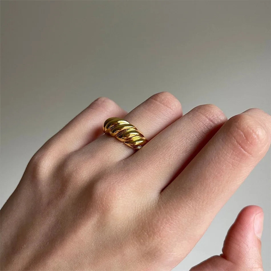 Classic gold color ring with simple texture