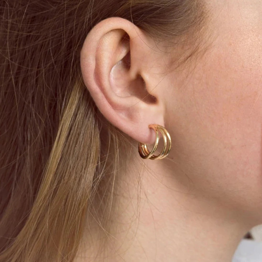 Three row hoop earrings, simple and classic design