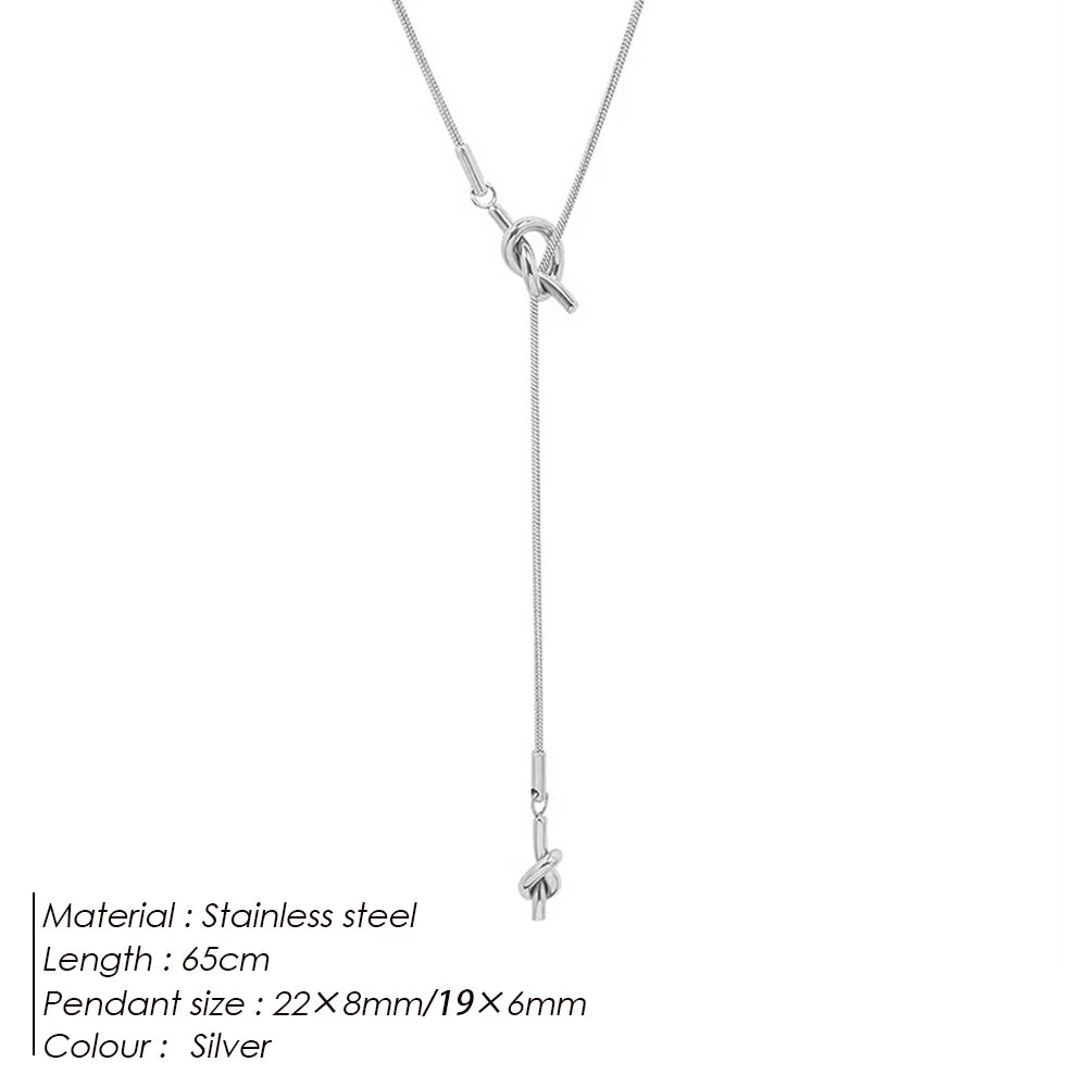 Long Y-shaped necklace with cross knot
