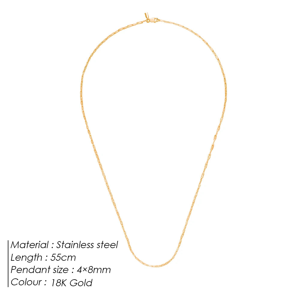 Men's Paper Clip Necklace Gold Plated