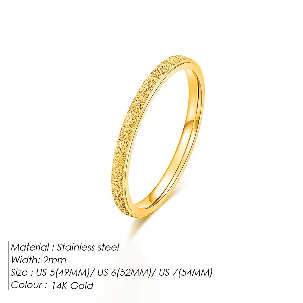 High quality simple scrub rings gold color