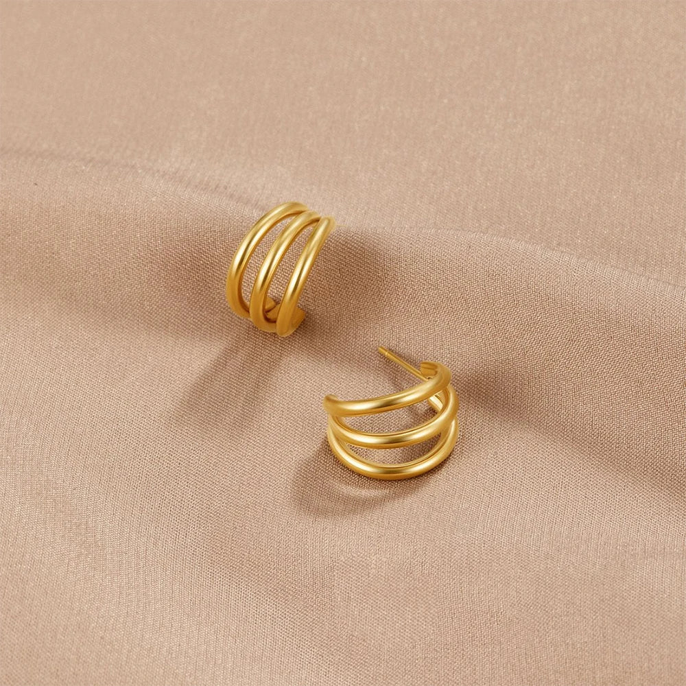 Three row hoop earrings, simple and classic design