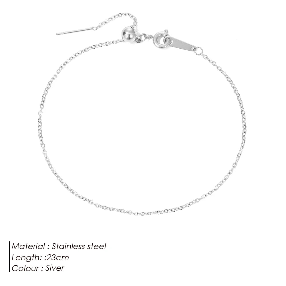 Simple Delicate Silver Color Adjustable Anklet