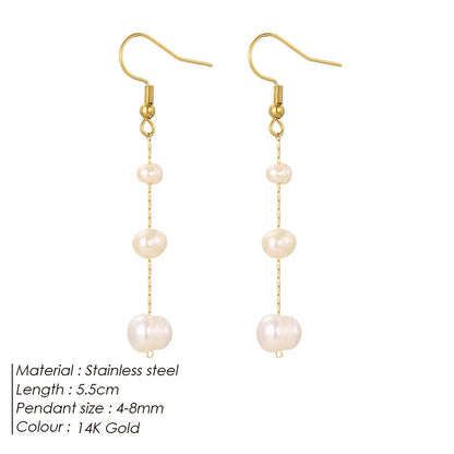 Fine Natural Freshwater Pearl Earrings 14K Gold Plated