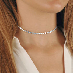 Korean aesthetic silver color choker