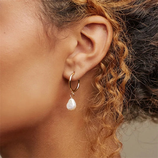 Natural Freshwater Pearl Dangle Earrings