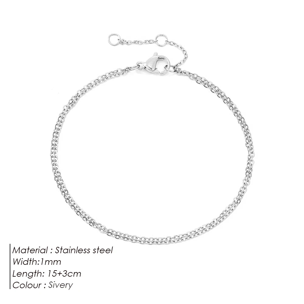 Silver Color Multilayer Thin Chain Bracelet