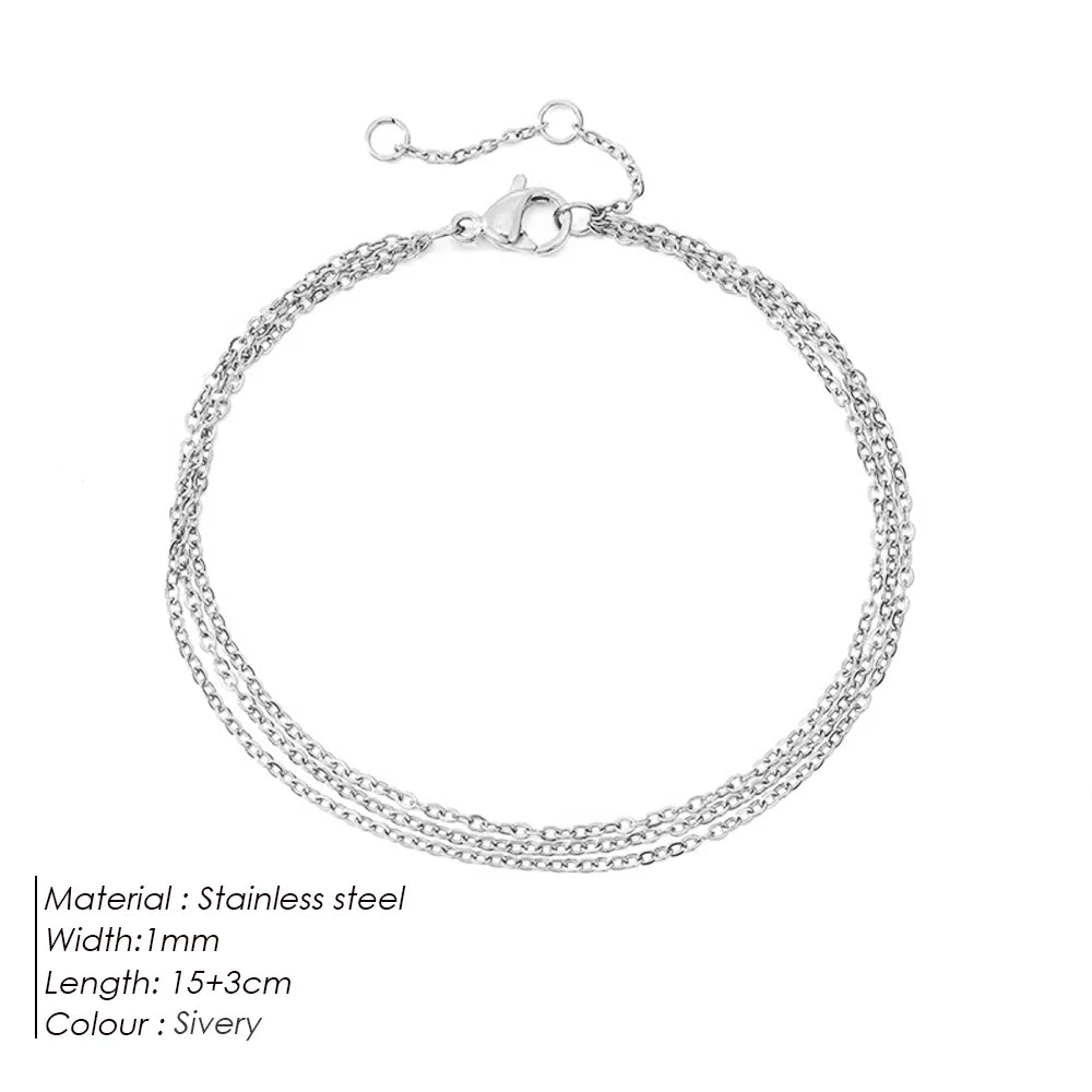 Silver Color Multilayer Thin Chain Bracelet