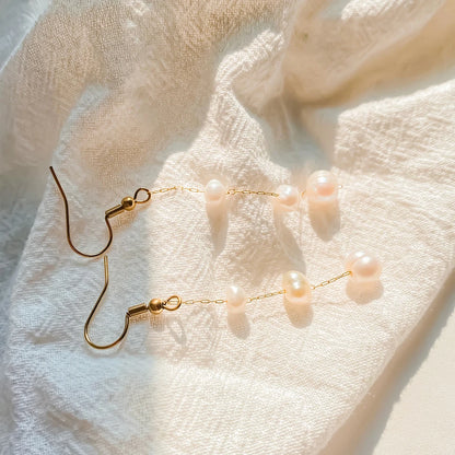 Fine Natural Freshwater Pearl Earrings 14K Gold Plated