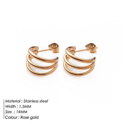 Three row hoop earrings, simple and classic design