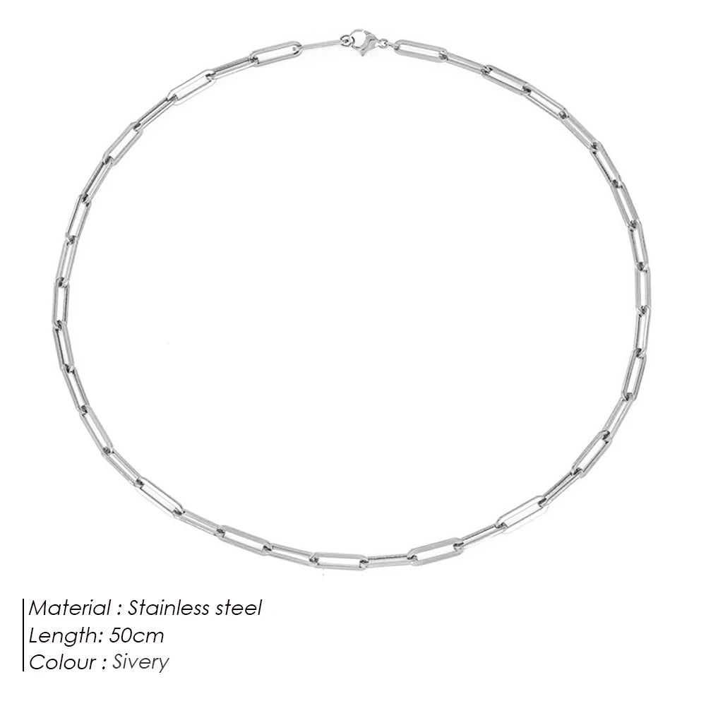 Women's necklace with silver paper clip chain