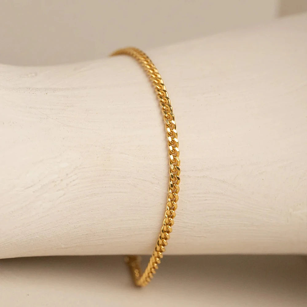 Classic Cuban Bracelet Gold Plated Adjustable Lobster Clasp