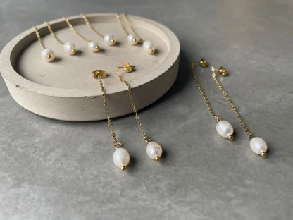 Long Chain Freshwater Pearl Earrings