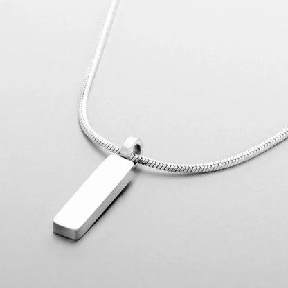 New Simple Square Pendant Necklace White Gold