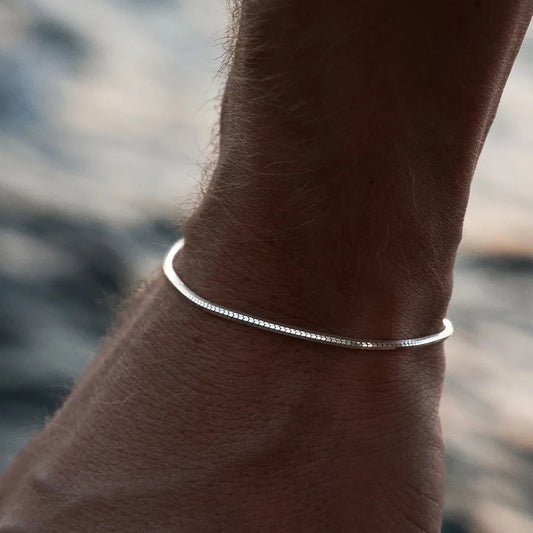 Silver Bracelet with Minimalist Octagonal Chain