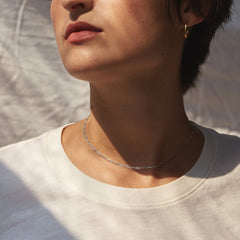 Silver Color Thin Paper Clip Necklace