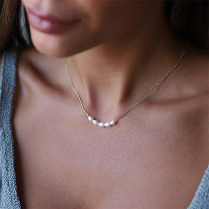 Create Gold Color Simple Pearl Choker Necklaces