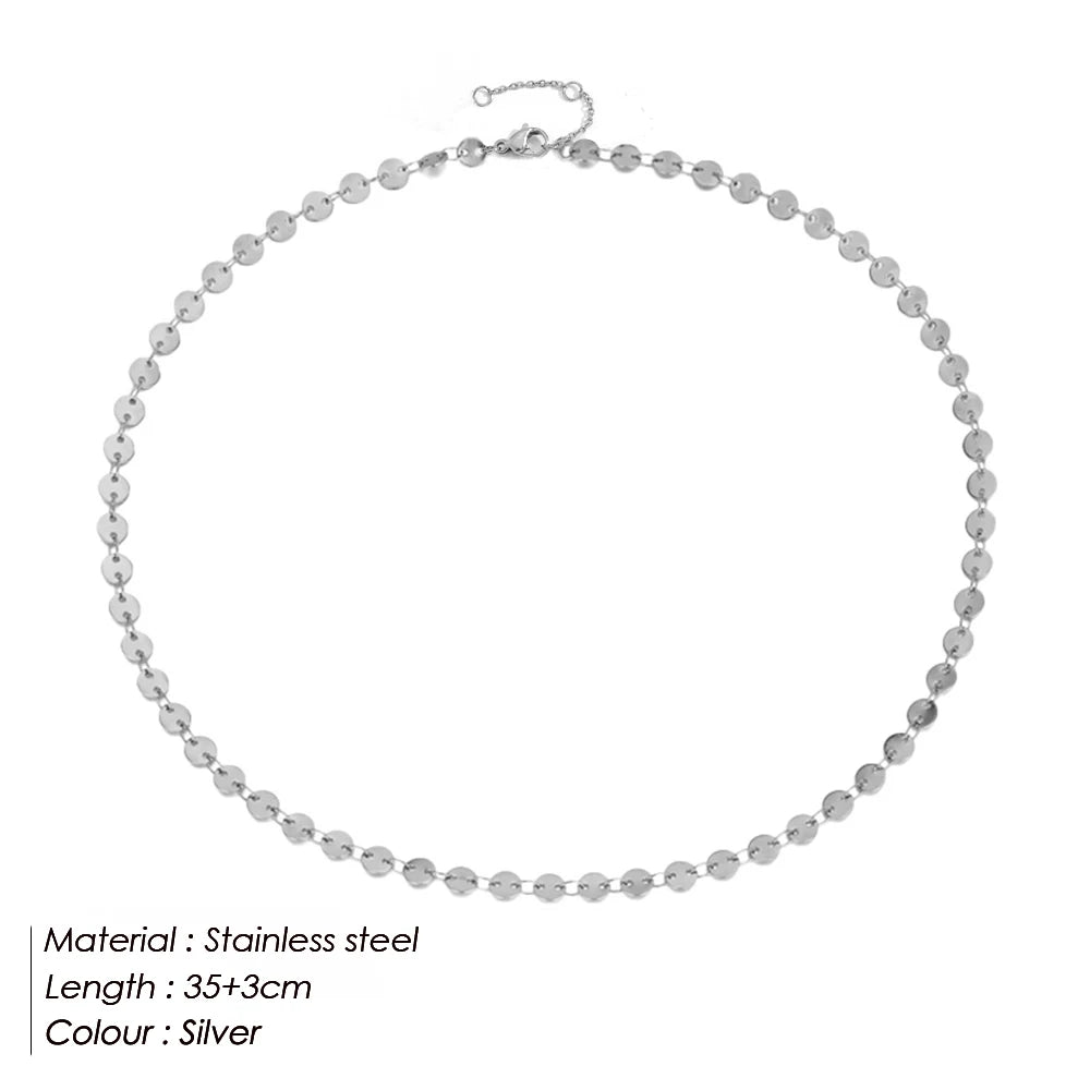 Korean aesthetic silver color choker