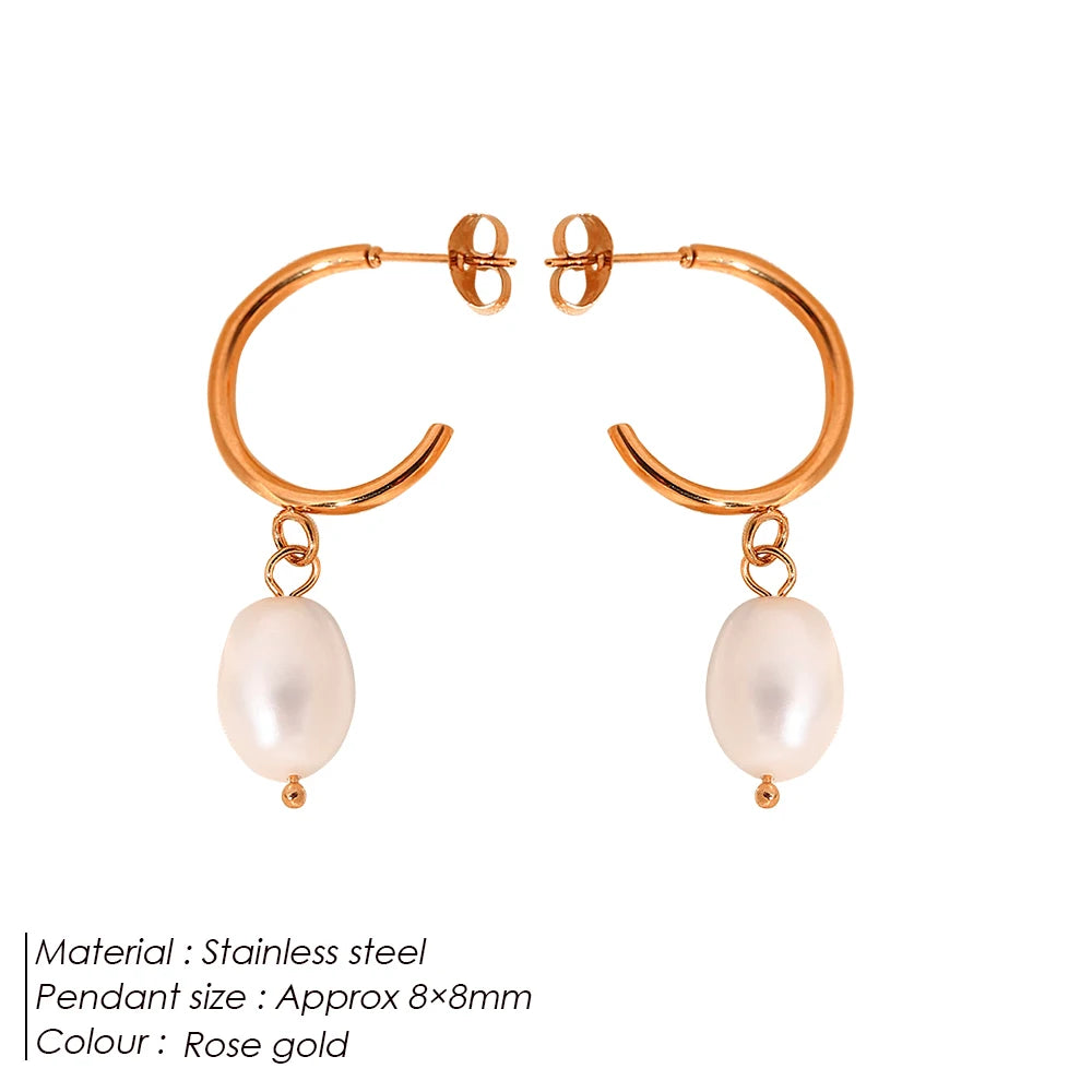 Natural Freshwater Pearl Dangle Earrings