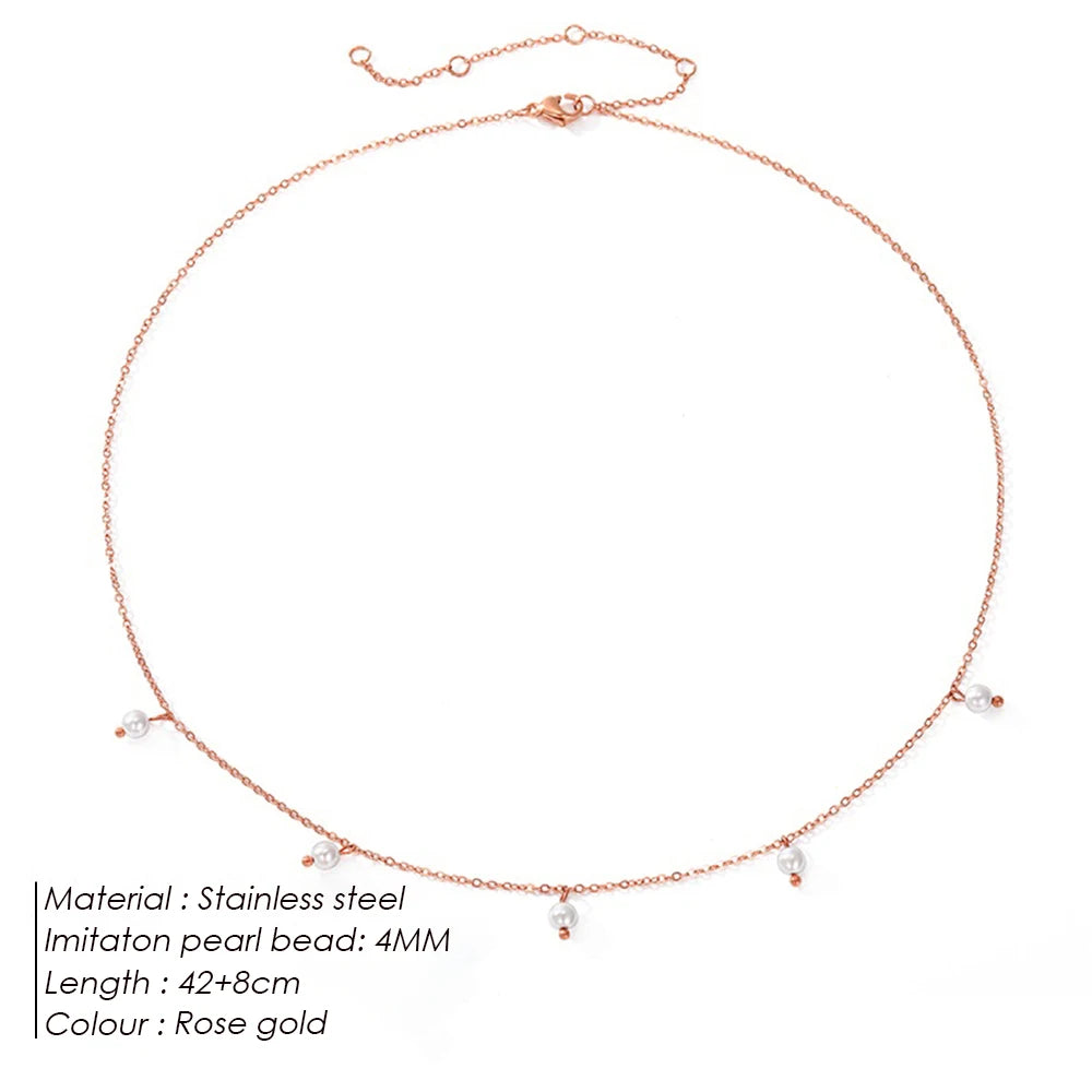 Handmade imitation Pearl Tassel Short Chain