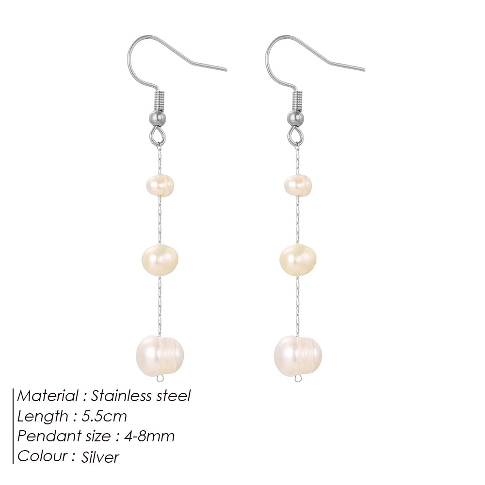Fine Natural Freshwater Pearl Earrings 14K Gold Plated