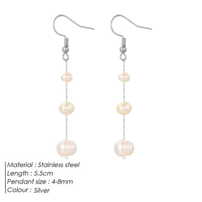 Fine Natural Freshwater Pearl Earrings 14K Gold Plated