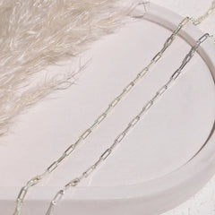 Silver Color Thin Paper Clip Necklace
