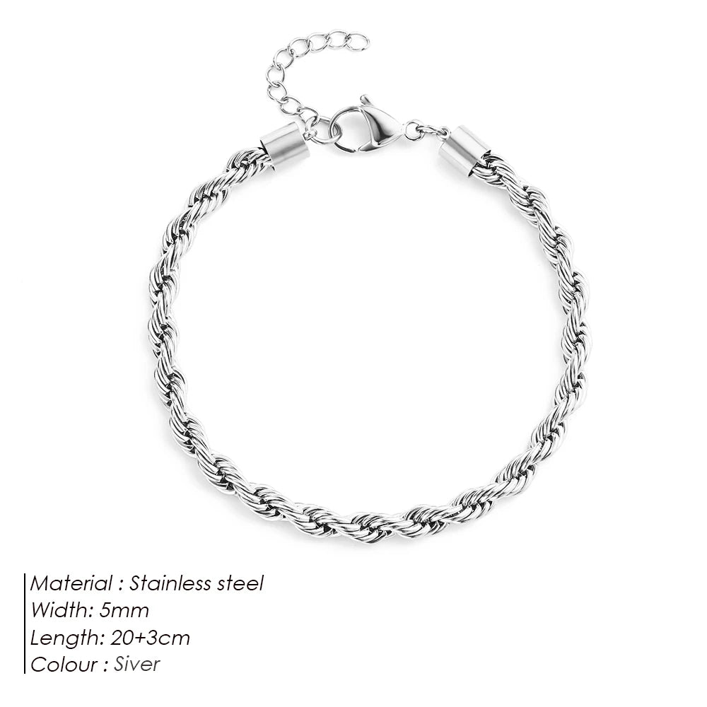 Silver Color Rope Anklets for Women
