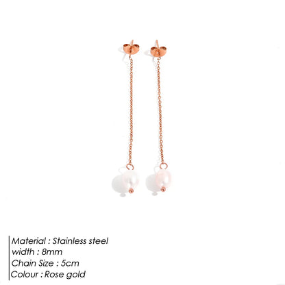Long Chain Freshwater Pearl Earrings
