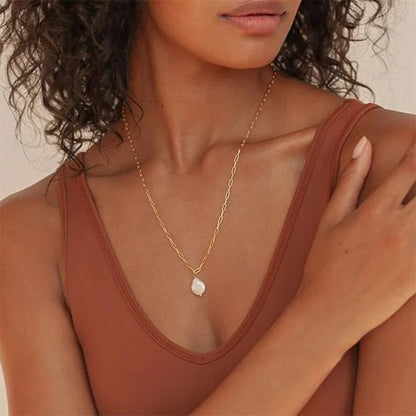 Gold Color Necklace Freshwater Pearl Pendant