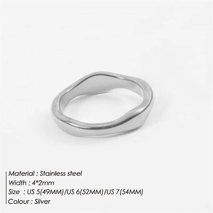 Simple Handmade Gold/Silver Color Wave Rings