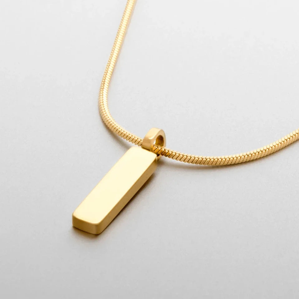 New Simple Square Pendant Necklace White Gold